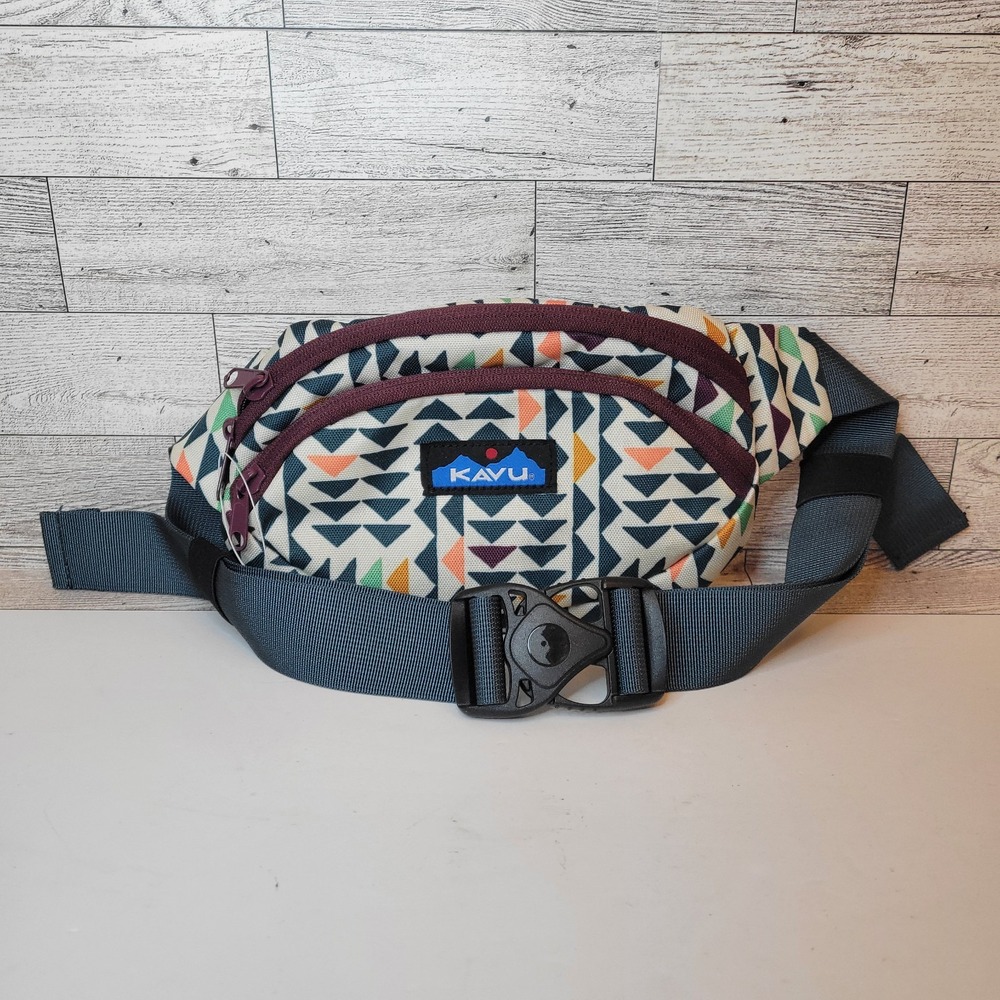 KAVU Spectator Waist Fanny Pack Canvas Hip Bag Adjustable Straps Hike Multicolor